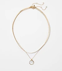 Mother Of Pearl Layered Necklace Set