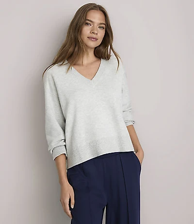 Lou & Grey Heathered Cozy Oversized V-Neck Sweater