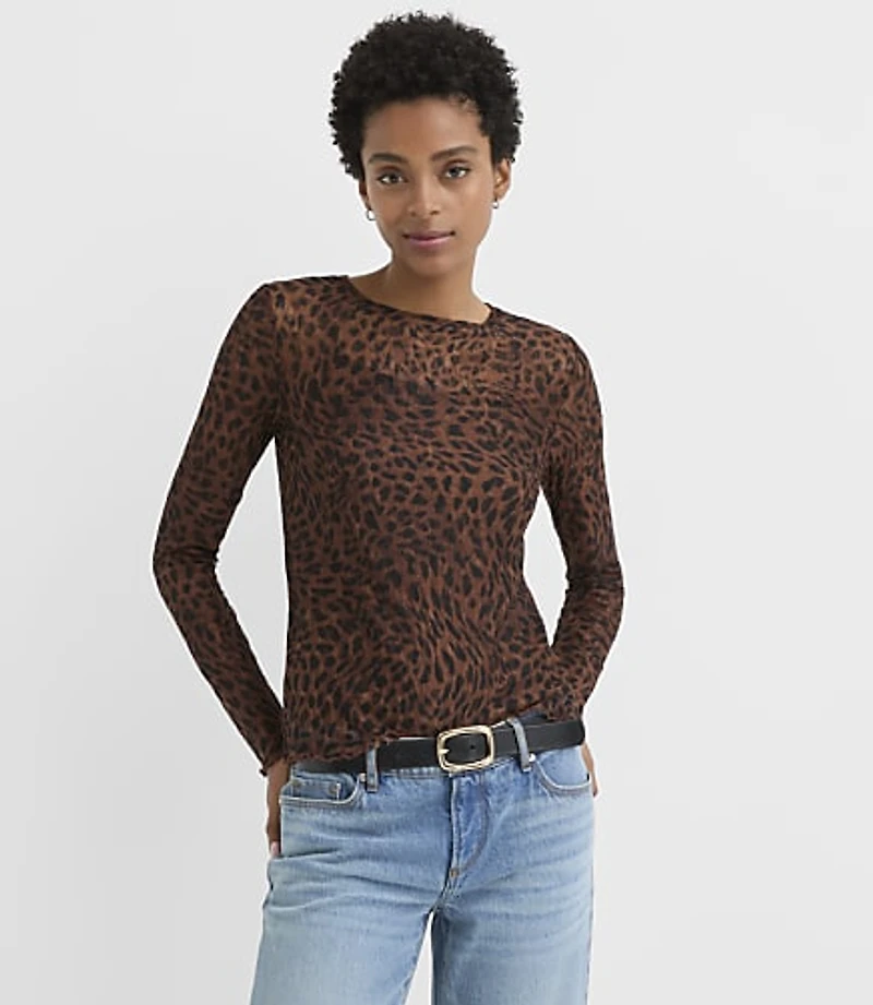 Leopard Print Lace Long Sleeve Top