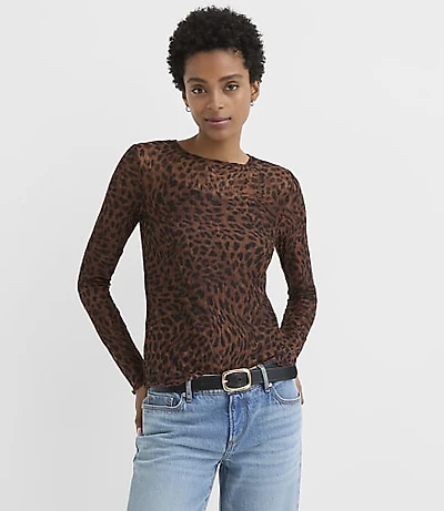 Leopard Print Lace Long Sleeve Top