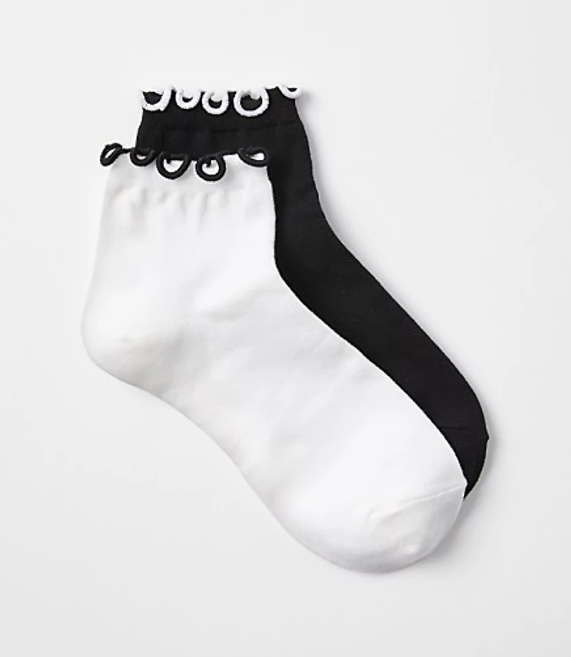 Tipped Ruffle Ankle Sock Set