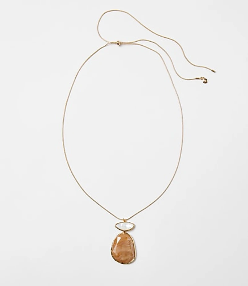 Marbleized Double Pendant Pull Tie Necklace