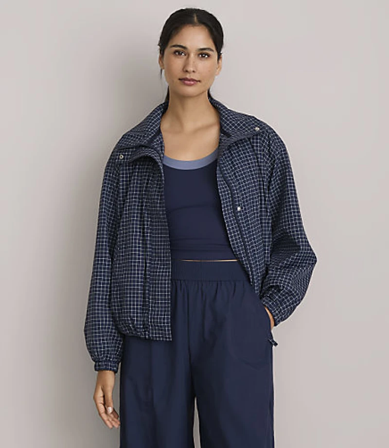 Lou & Grey Plaid Funnel Neck Jacket