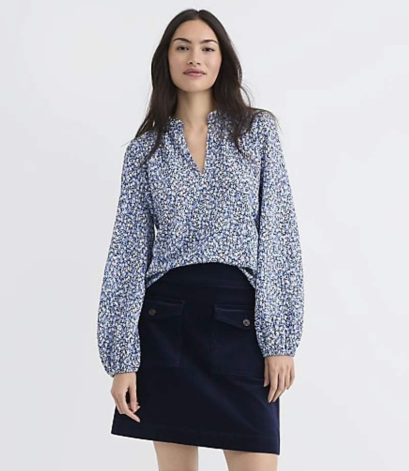 Garden Ruffle Split Neck Top