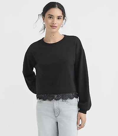 Lace Hem Sweatshirt