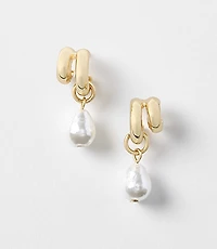 Pearlized Drop Double Hoop Earrings
