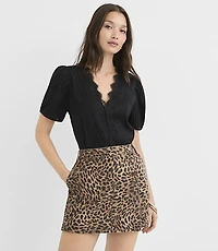 Floral Lace Trim Button Blouse