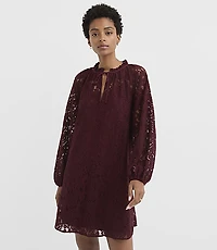 Tall Floral Lace Tie Neck Mini Dress