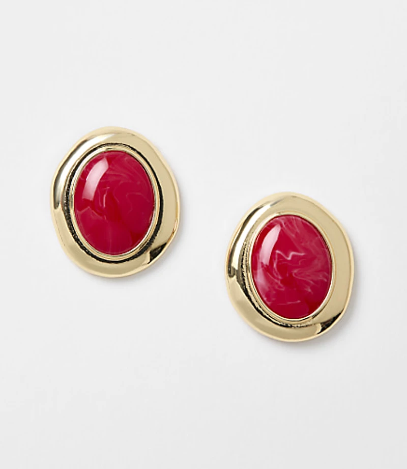 Marbleized Oval Statement Stud Earrings