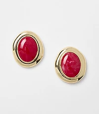 Marbleized Oval Statement Stud Earrings