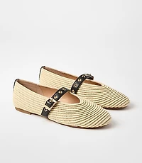 Straw Buckle Strap Flats
