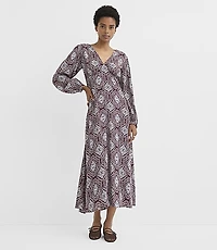 Petite Medallion V-Neck Midi Dress
