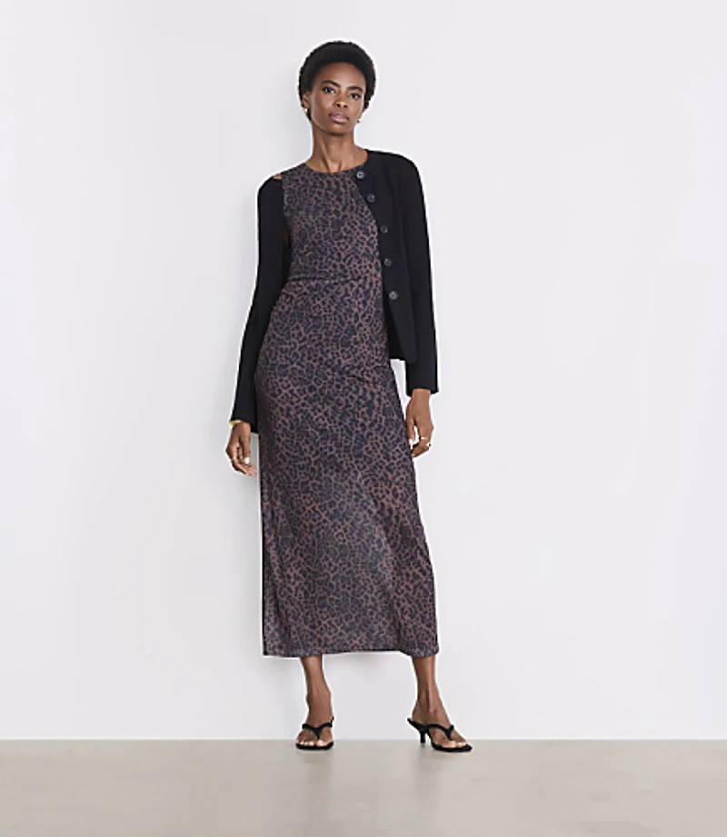 Petite LOFT Versa Leopard Print Mesh Maxi Dress