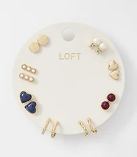 Metallic Heart Stud Earring Set