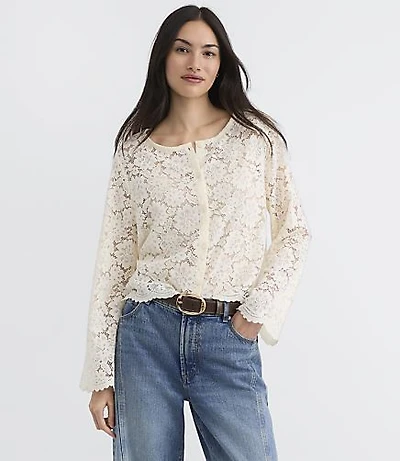 Petite Floral Lace Cardigan Top