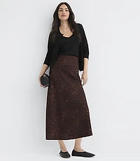 Petite Leopard Print Crepe Bias Midi Skirt
