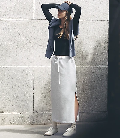 Petite Lou & Grey Heathered Elite Fleece Maxi Pocket Skirt