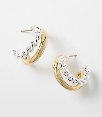 Mixed Metal Twist Double Hoop Earrings