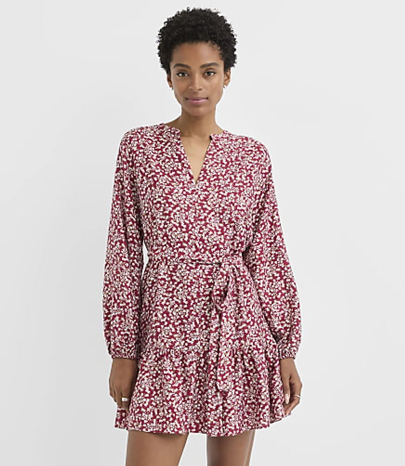 Tall Garden Balloon Sleeve Mini Flounce Dress