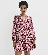 Tall Garden Balloon Sleeve Mini Flounce Dress