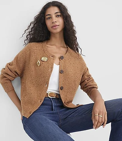 Flecked Ribbed Relaxed Cardigan