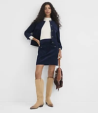 Petite Brushed Corduroy Patch Pocket Mini Skirt