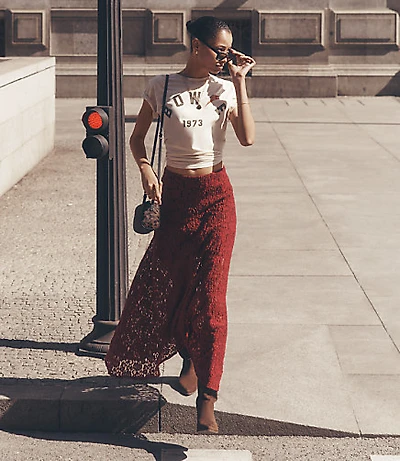 Stretch Lace Maxi Skirt