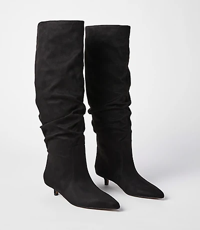 Tall Slouchy Kitten Heel Boots