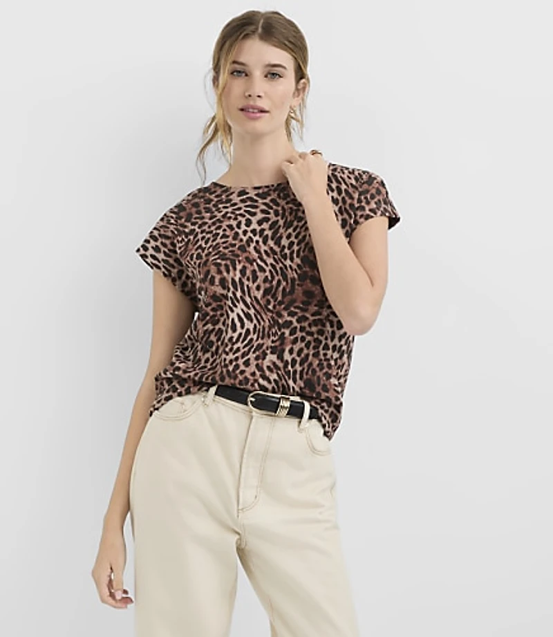 Petite Leopard Print Modern Wedge Tee