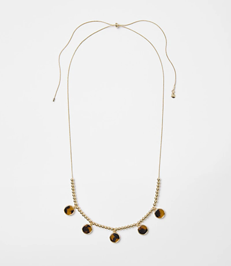 Tortoiseshell Print Circle Pull Tie Necklace