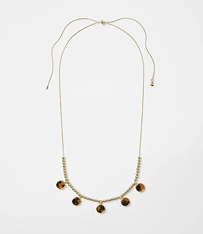 Tortoiseshell Print Circle Pull Tie Necklace