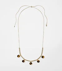 Tortoiseshell Print Circle Pull Tie Necklace