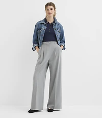 Petite Belted Slouchy Trouser Pants Heather