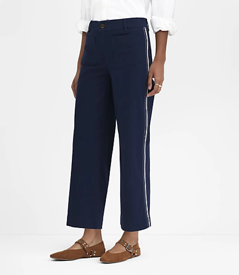 Curvy Palmer Wide Leg Crop Pants Striped Twill
