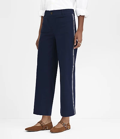 Curvy Palmer Wide Leg Crop Pants Striped Twill