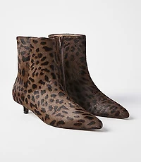 Leopard Print Hair Calf Kitten Heel Booties