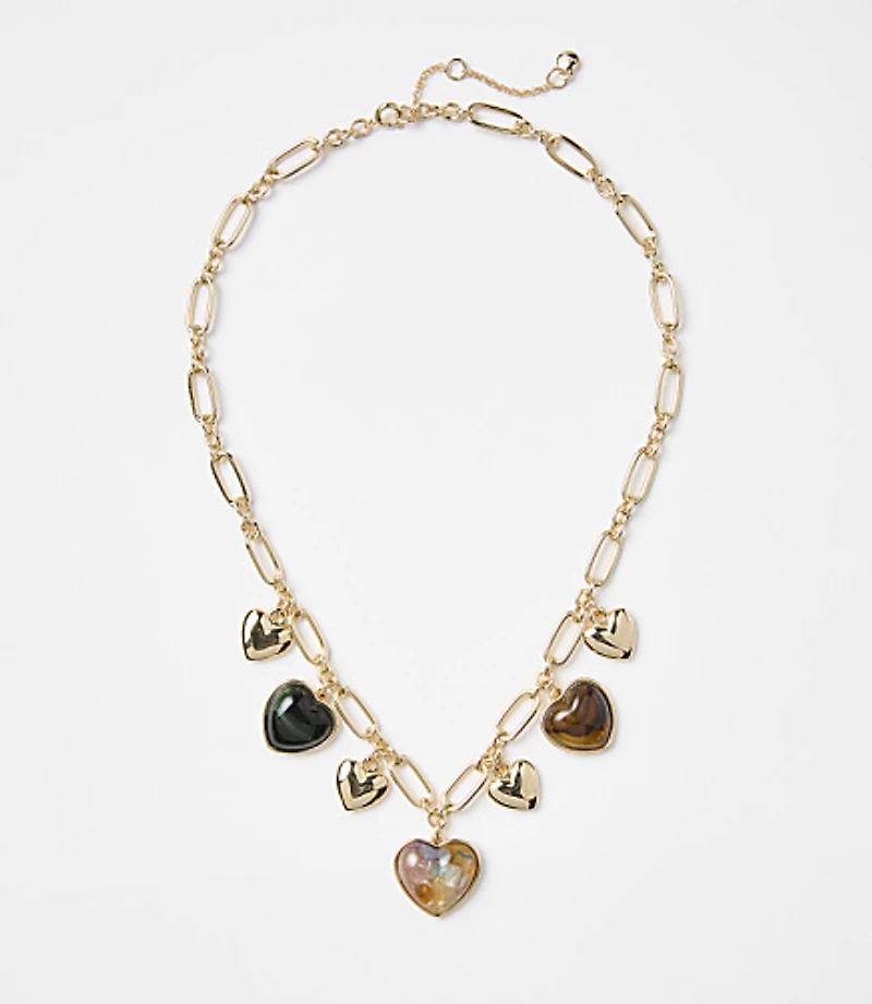 Heart Charm Statement Necklace