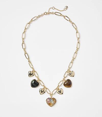 Heart Charm Statement Necklace