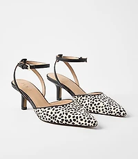 Spotted Hair Calf Ankle Strap Kitten Heels