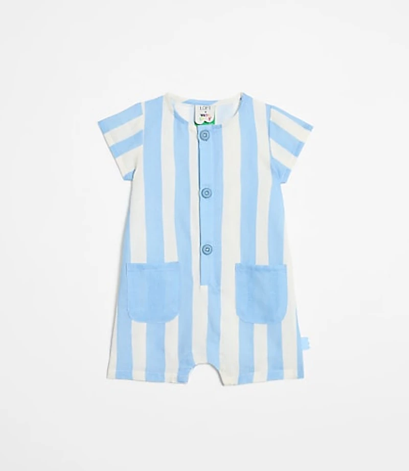 LOFT x Mon Coeur Linen Blue Cabana Romper