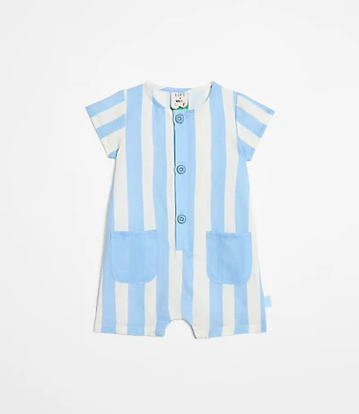 LOFT x Mon Coeur Linen Blue Cabana Romper