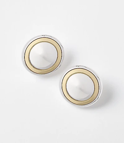 Mixed Metal Circle Statement Stud Earrings