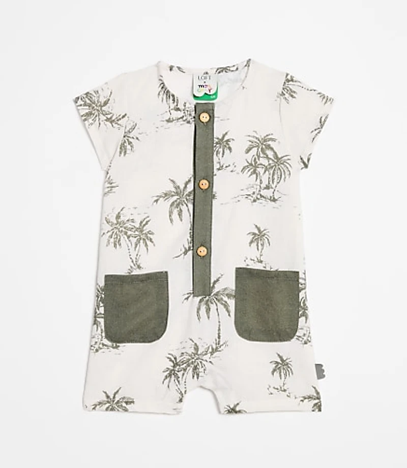 LOFT x Mon Coeur Linen Palm Tree Romper