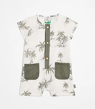 LOFT x Mon Coeur Linen Palm Tree Romper