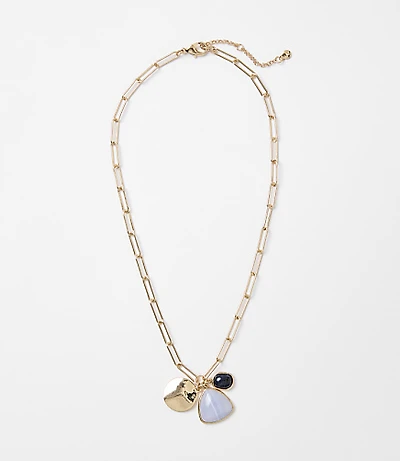 Coin Marbleized Cluster Pendant Necklace