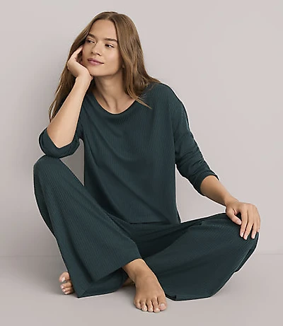 Lou & Grey Brushed Ribbed Boatneck Pajama Top