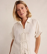 Haven Well Within Linen Tie-Front Top