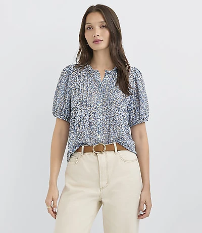 Garden Pintucked Puff Sleeve Blouse