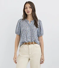Garden Pintucked Puff Sleeve Blouse