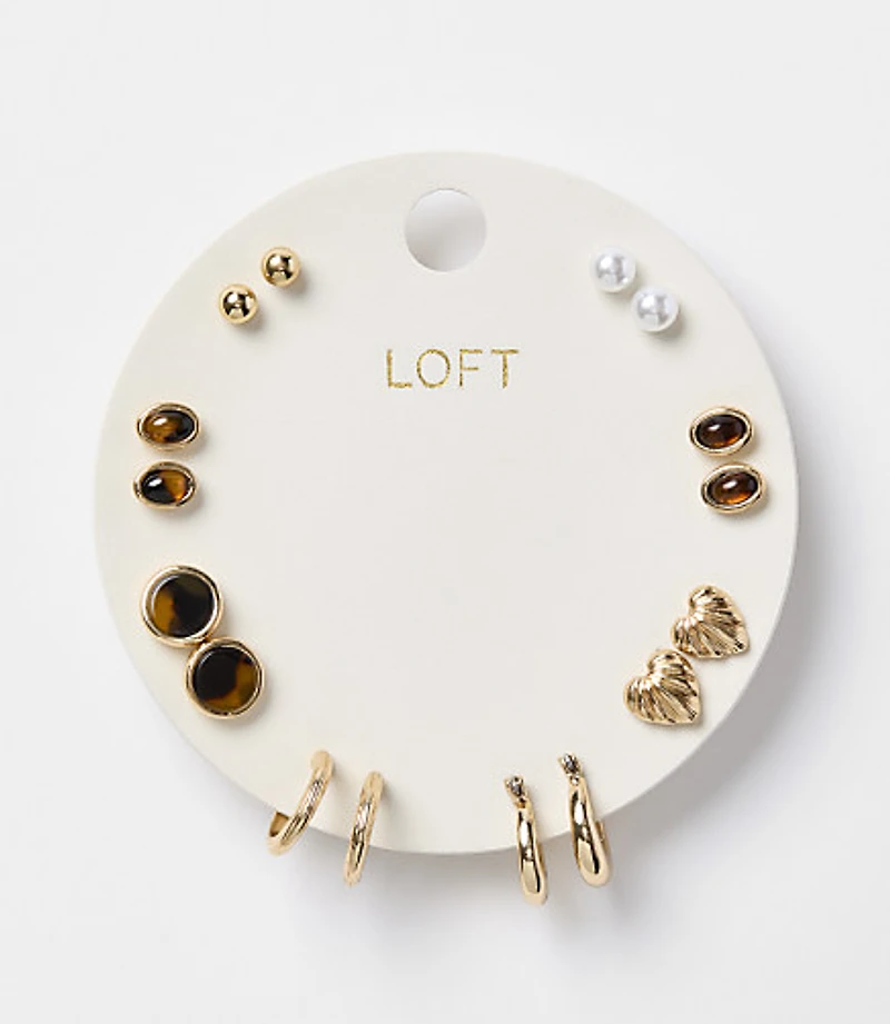 Tortoiseshell Print Stud Earring Set